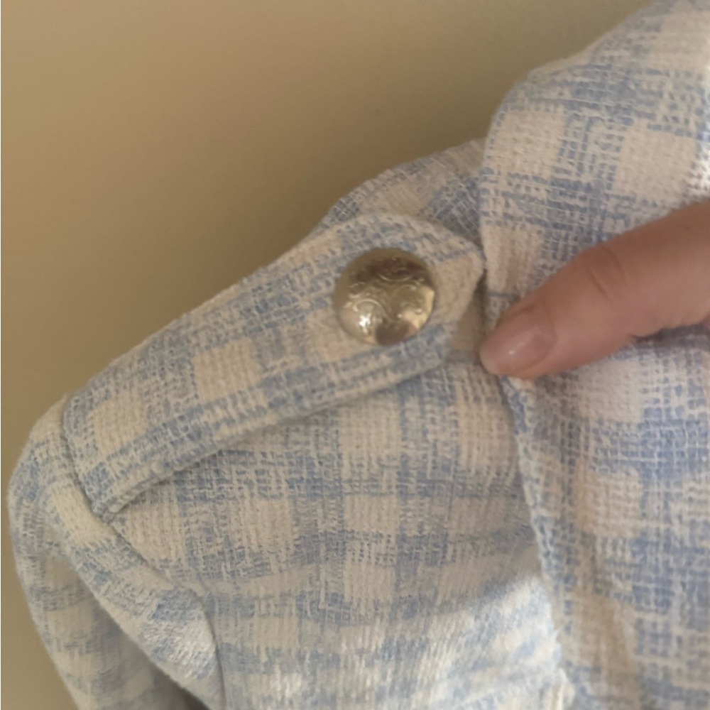 NWT Zara Women's Blue Plaid Gingham Jacket - Picture 9 of 9
